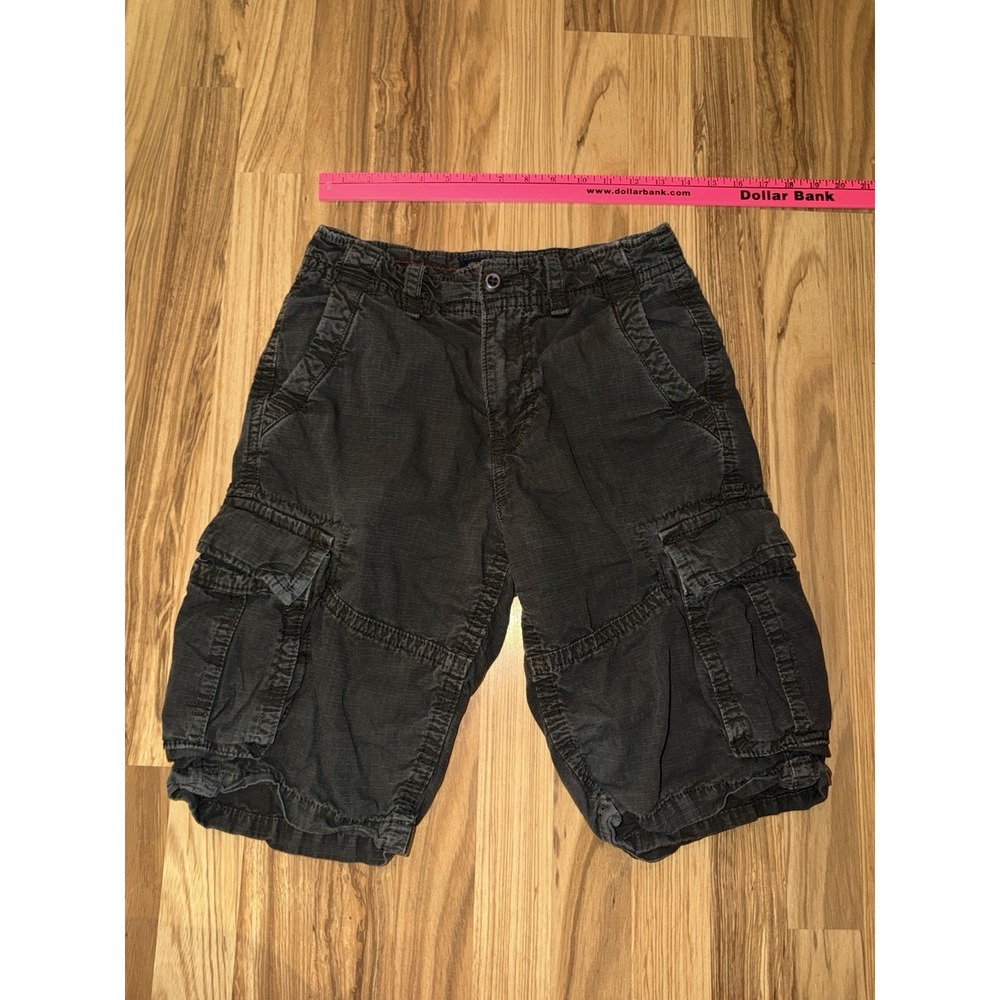 American Eagle Y2K 2016 Longer Length Khaki Shorts Sz 28 Cargo Chino Gray Grey